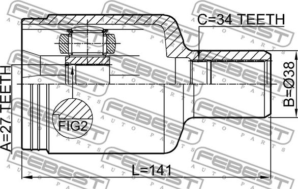 Febest 1611-221FLH - Шарнирный комплект, ШРУС, приводной вал unicars.by