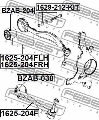 Febest 1629-212-KIT - Болт регулировки развала колёс unicars.by