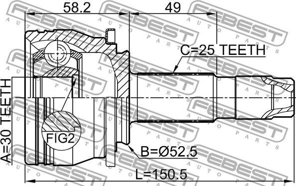 Febest 1010-T300 - Шарнирный комплект, ШРУС, приводной вал unicars.by