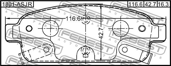 Febest 1801-ASJR - Тормозные колодки, дисковые, комплект unicars.by