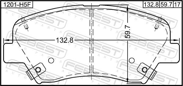Febest 1201-H5F - Тормозные колодки, дисковые, комплект unicars.by