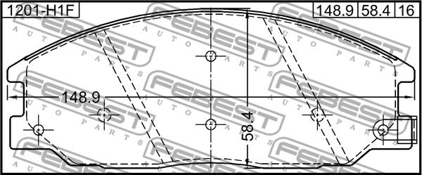 Febest 1201-H1F - Тормозные колодки, дисковые, комплект unicars.by