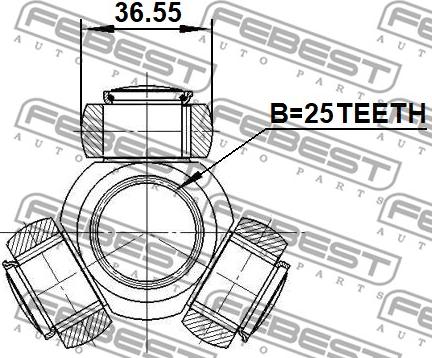 Febest 1216-EFMT - Трипоид, муфта с шипами, приводной вал unicars.by