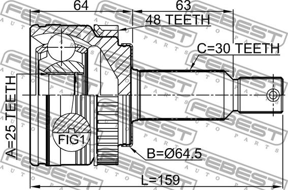 Febest 1210-IX35MTA48 - Шарнирный комплект, ШРУС, приводной вал unicars.by