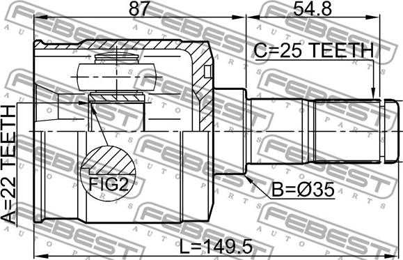 Febest 1211-CM10R - Шарнирный комплект, ШРУС, приводной вал unicars.by