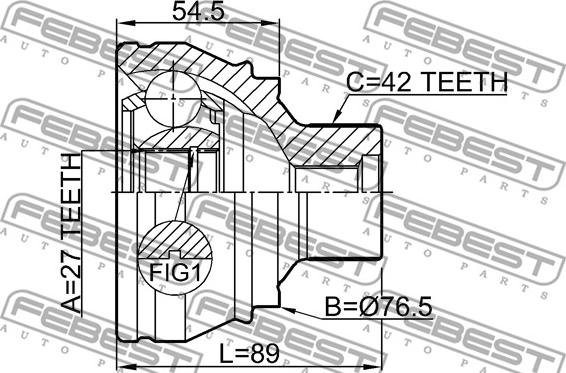 Febest 1710-Q5 - Шарнирный комплект, ШРУС, приводной вал unicars.by