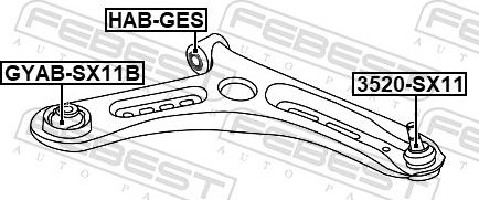 Febest GYAB-SX11B - Сайлентблок, рычаг подвески колеса unicars.by