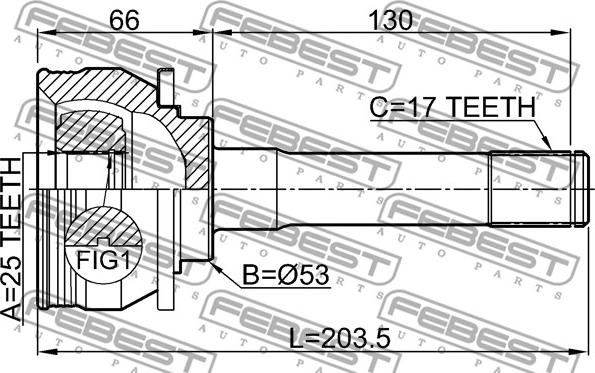 Febest 3010-001 - Шарнирный комплект, ШРУС, приводной вал unicars.by