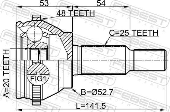 Febest 2410-ARKA48R - Шарнирный комплект, ШРУС, приводной вал unicars.by