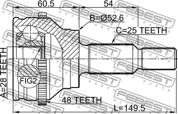 Febest 2410-DUSTA48R - Шарнирный комплект, ШРУС, приводной вал unicars.by