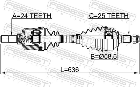 Febest 2514-B7MTLH - Приводной вал unicars.by