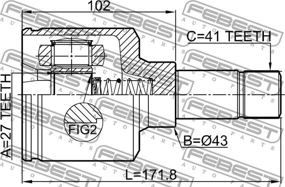 Febest 2511-BOX3LH - Шарнирный комплект, ШРУС, приводной вал unicars.by