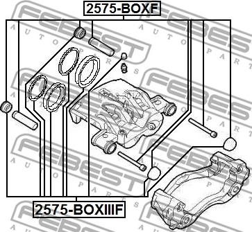 Febest 2575-BOXF - Комплект направляющей гильзы, тормозной поршень unicars.by