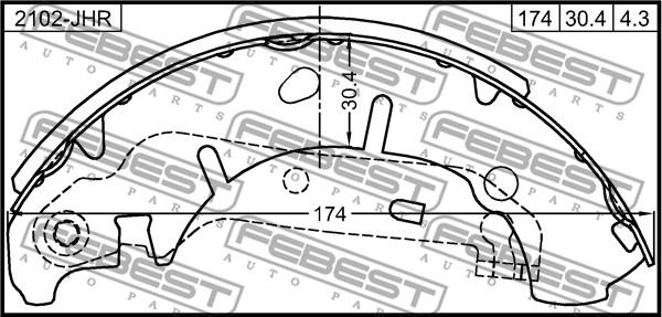 Febest 2102-JHR - Тормозные башмаки, барабанные unicars.by