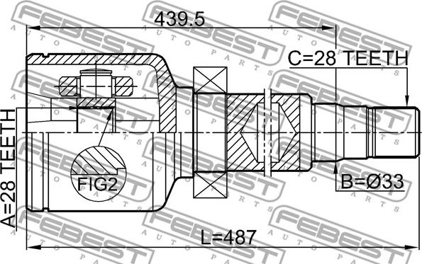 Febest 2111-AWF21RH - Шарнирный комплект, ШРУС, приводной вал unicars.by