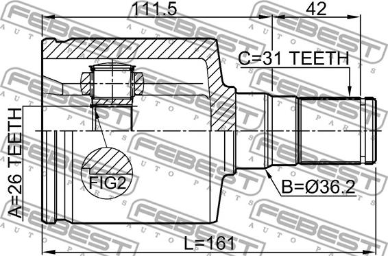 Febest 2111-CA223LH - Шарнирный комплект, ШРУС, приводной вал unicars.by