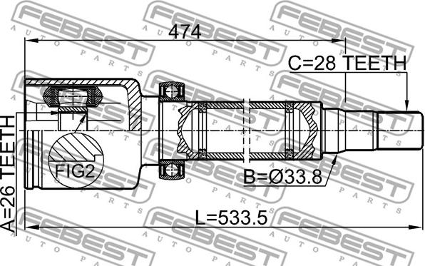 Febest 2111-CA2RH - Шарнирный комплект, ШРУС, приводной вал unicars.by