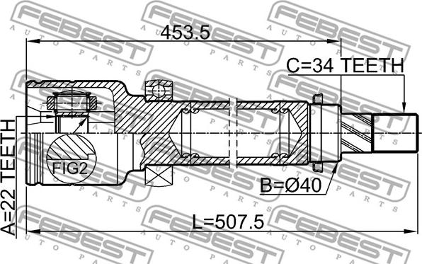 Febest 2111-CB8RH - Шарнирный комплект, ШРУС, приводной вал unicars.by