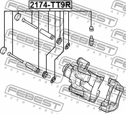 Febest 2174-TT9R - Комплект направляющей гильзы, тормозной поршень unicars.by