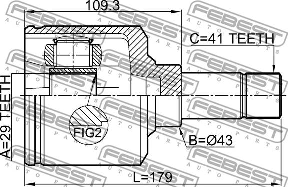 Febest 2811-DUCQ18LH - Шарнирный комплект, ШРУС, приводной вал unicars.by