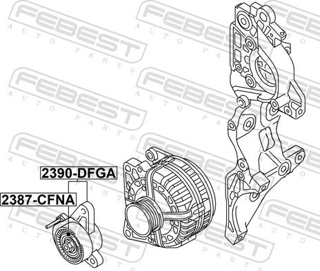 Febest 2390-DFGA - Натяжитель, поликлиновый ремень unicars.by