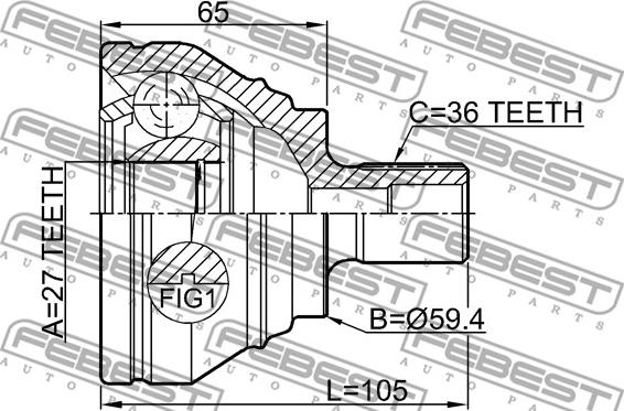 Febest 2310-B6 - Шарнирный комплект, ШРУС, приводной вал unicars.by