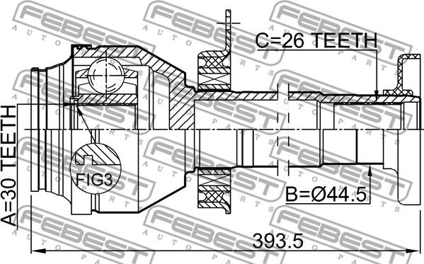 Febest 2311-T5MTRH - Шарнирный комплект, ШРУС, приводной вал unicars.by