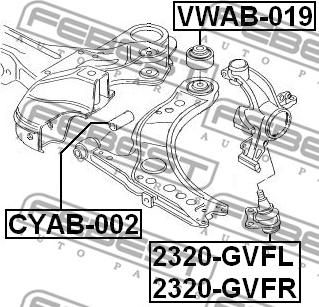 Febest 2320-GVFL - Шаровая опора, несущий / направляющий шарнир unicars.by