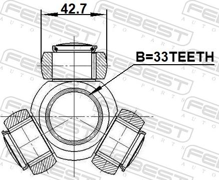 Febest 2216-D4224 - Трипоид, муфта с шипами, приводной вал unicars.by