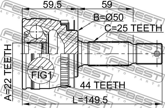 Febest 2210-CER16A44 - Шарнирный комплект, ШРУС, приводной вал unicars.by