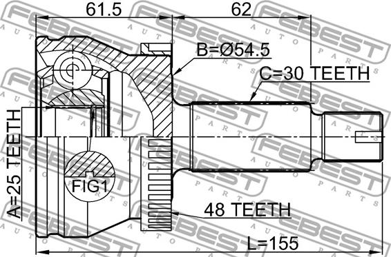 Febest 2210-D4224A48 - Шарнирный комплект, ШРУС, приводной вал unicars.by