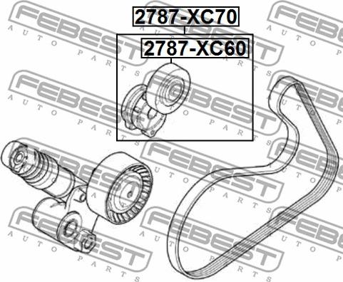 Febest 2790-XC70 - Натяжитель, поликлиновый ремень unicars.by