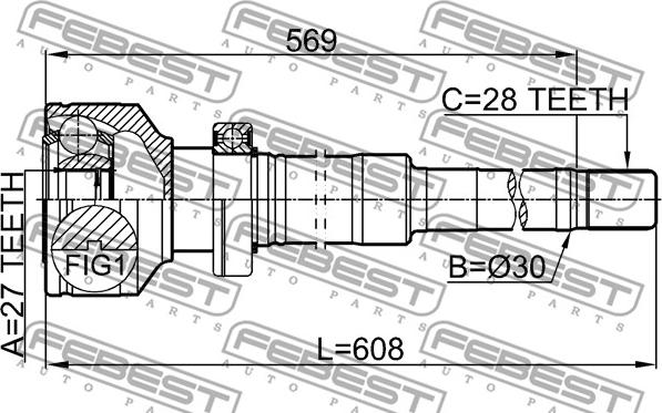 Febest 2711-XC90RH - Шарнирный комплект, ШРУС, приводной вал unicars.by