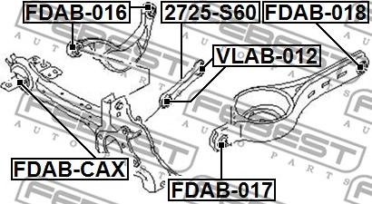 Febest FDAB-016 - Сайлентблок, рычаг подвески колеса unicars.by