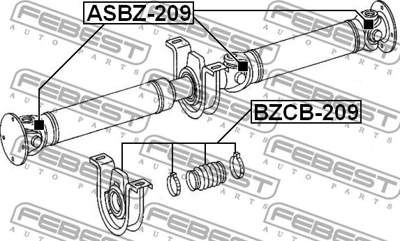 Febest ASBZ-209 - Шарнир, продольный вал unicars.by