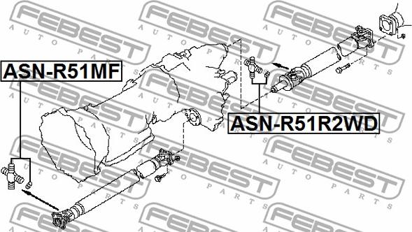 Febest ASN-R51R2WD - Шарнир, продольный вал unicars.by