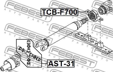 Febest AST-31 - Шарнир, продольный вал unicars.by