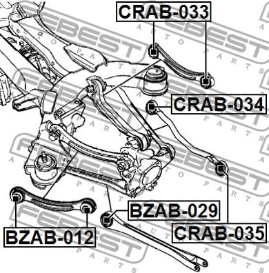 Febest CRAB-033 - Сайлентблок, рычаг подвески колеса unicars.by