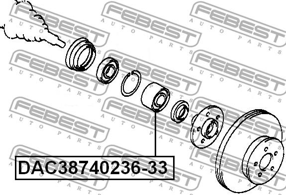 Febest DAC38740236-33 - Подшипник ступицы колеса unicars.by