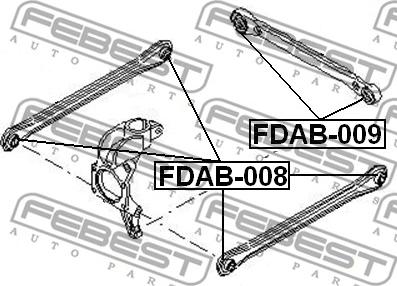 Febest FDAB-008 - Сайлентблок, рычаг подвески колеса unicars.by