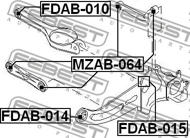 Febest FDAB-014 - Сайлентблок, рычаг подвески колеса unicars.by