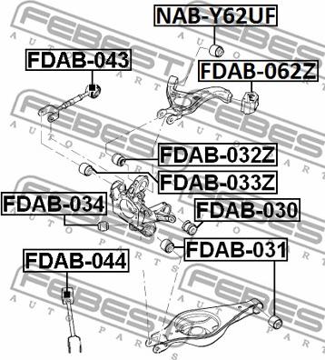 Febest FDAB-034 - Сайлентблок, рычаг подвески колеса unicars.by