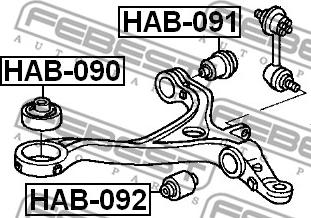 Febest HAB-091 - Сайлентблок, рычаг подвески колеса unicars.by