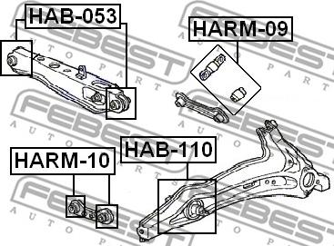 Febest HARM-10 - Сайлентблок, рычаг подвески колеса unicars.by