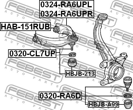 Febest HAB-151RUB - Сайлентблок, рычаг подвески колеса unicars.by