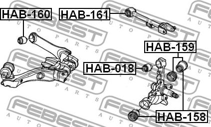 Febest HAB-161 - Сайлентблок, рычаг подвески колеса unicars.by