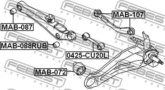 Febest MAB-088RUB - Сайлентблок, рычаг подвески колеса unicars.by