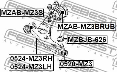 Febest MZAB-MZ3BRUB - Сайлентблок, рычаг подвески колеса unicars.by