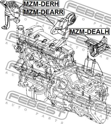 Febest MZM-DEARR - Подушка, опора, подвеска двигателя unicars.by