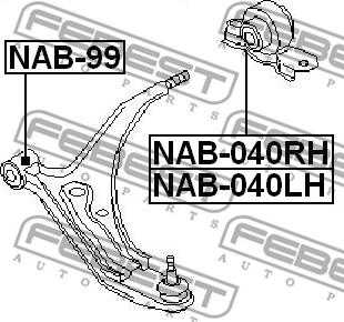 Febest NAB-040RH - Сайлентблок, рычаг подвески колеса unicars.by